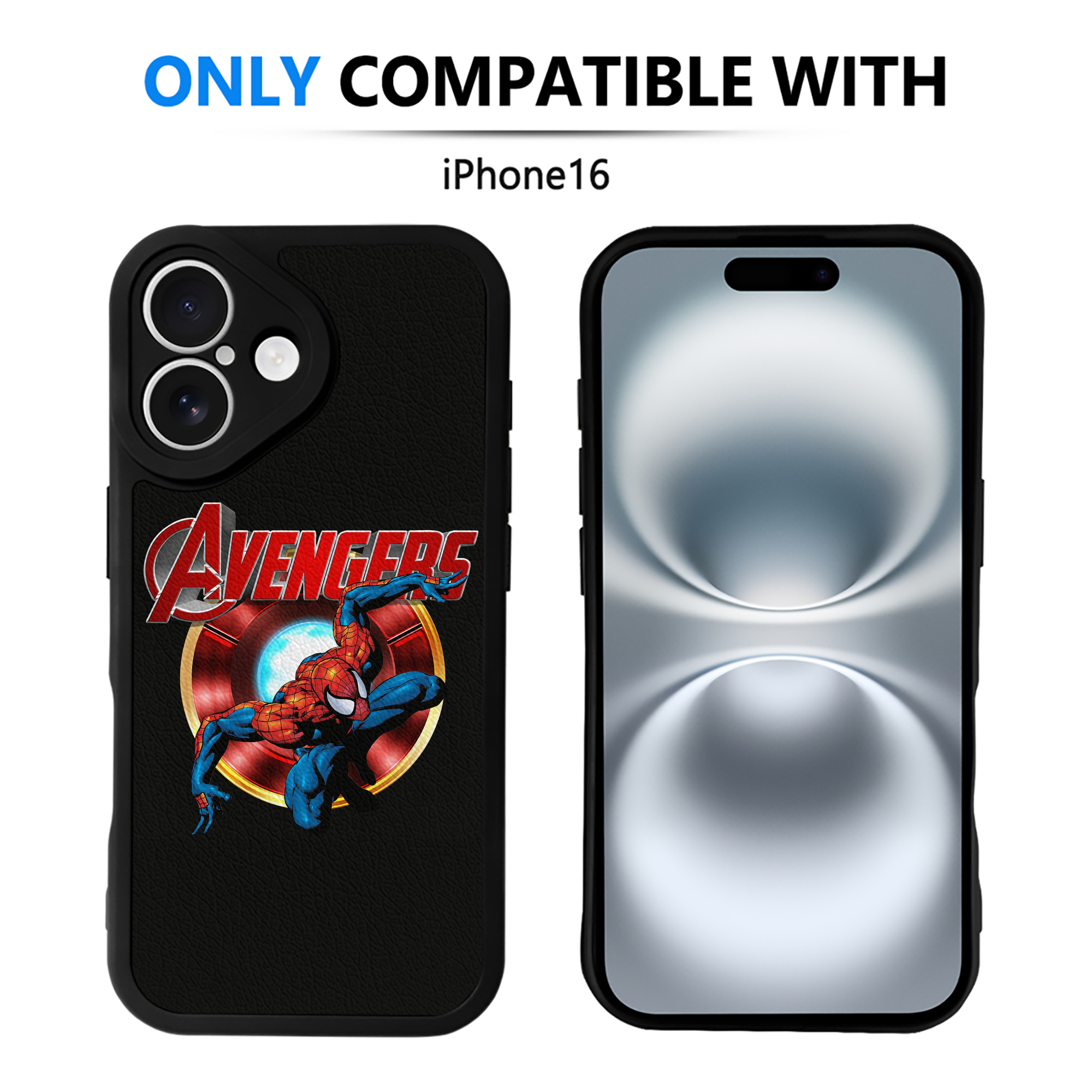 （画像用） Spider Man スパイダーマン 【iPhone 16シリーズ対応】シリコンスマホケース（レザー調） 材質：シリコン